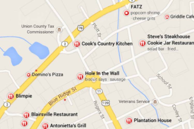 Places To Eat In Blue Ridge Georgia Map