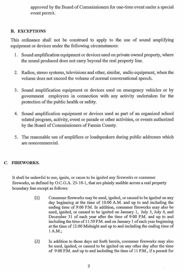 Noise Ordenance STVR 2024 Fannin County