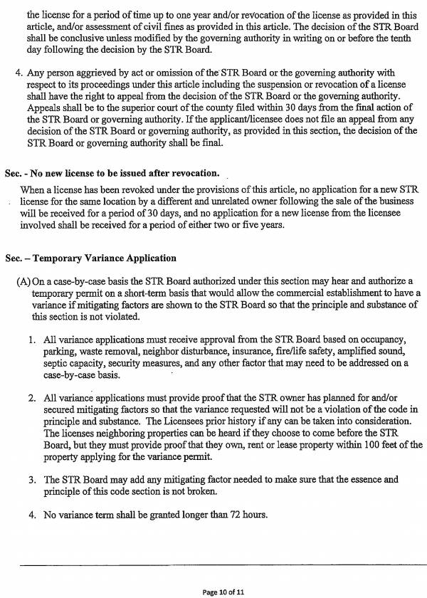 Union County Ordinance STR