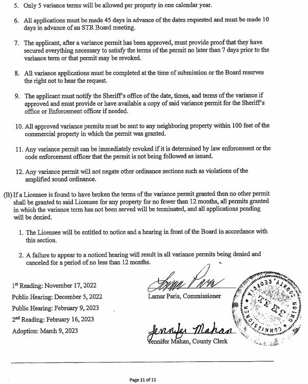 Union County Ordinance STR