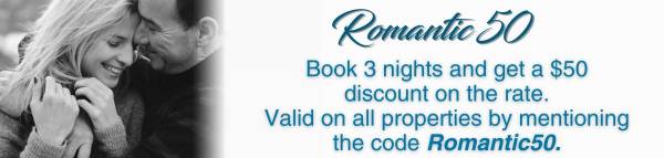 Romantic Getaways Discount 50 USD on the rate