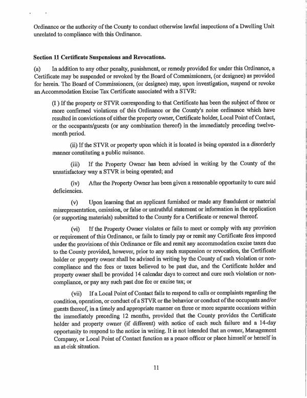 Union Conty Ordinance STVR (Vacation Rentals) 2024